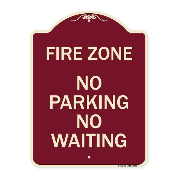 Signmission Fire Zone No Parking No Waiting Heavy-Gauge Aluminum Architectural Sign, 24" x 18", BU-1824-23970 A-DES-BU-1824-23970 - main